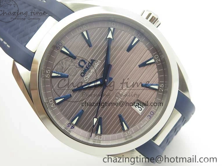 0501 Aqua Terra 150M Master Chronometers VSF 1:1 Best Edition Gray Dial Blue Hand on Blue Rubber Strap A8900 Super Clone HighQuality 8004
